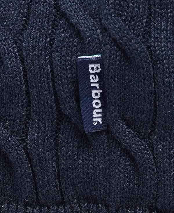 Barbour Cable Knit Half Zip Jumper Mørkeblå | BABO88502