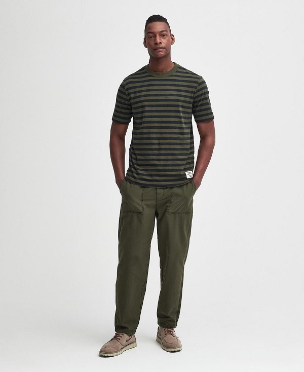 Barbour Caddick Striped T-shirt Grøn | BABO88391