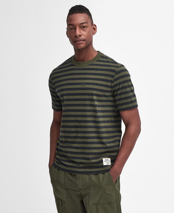 Barbour Caddick Striped T-shirt Grøn | BABO88391