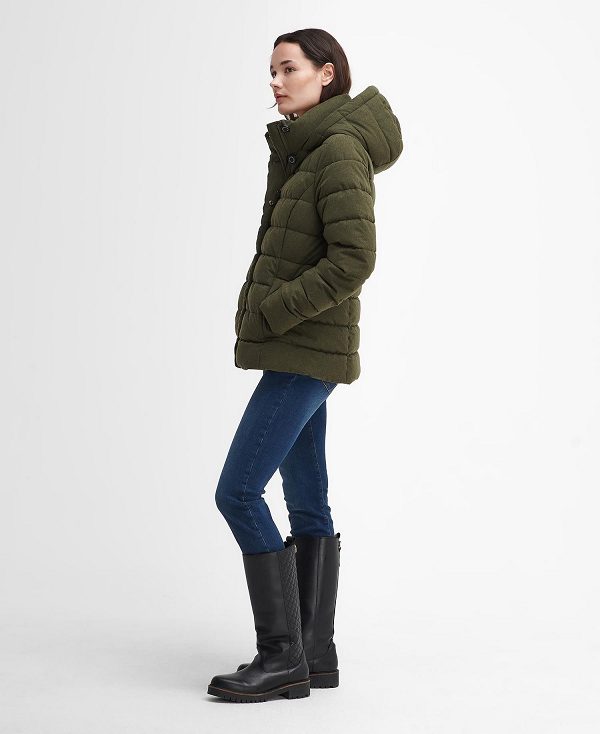 Barbour Camellia Puffer Jacket Olivengrøn | BABO89354