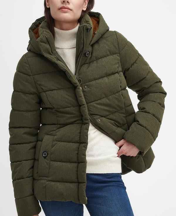 Barbour Camellia Puffer Jacket Olivengrøn | BABO89354