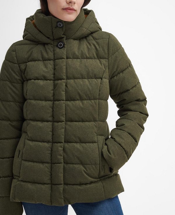 Barbour Camellia Puffer Jacket Olivengrøn | BABO89354