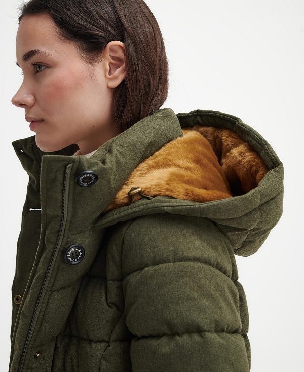 Barbour Camellia Puffer Jacket Olivengrøn | BABO89354