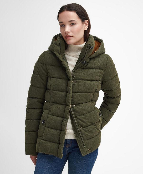 Barbour Camellia Puffer Jacket Olivengrøn | BABO89354