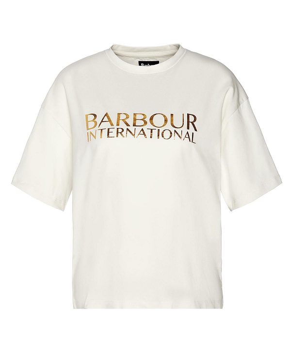 Barbour Carla Logo T-shirt Lysegrå | BABO89562