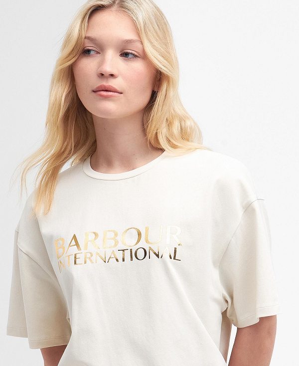 Barbour Carla Logo T-shirt Lysegrå | BABO89562