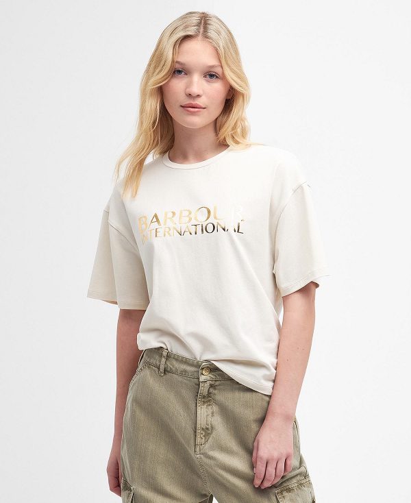 Barbour Carla Logo T-shirt Lysegrå | BABO89562