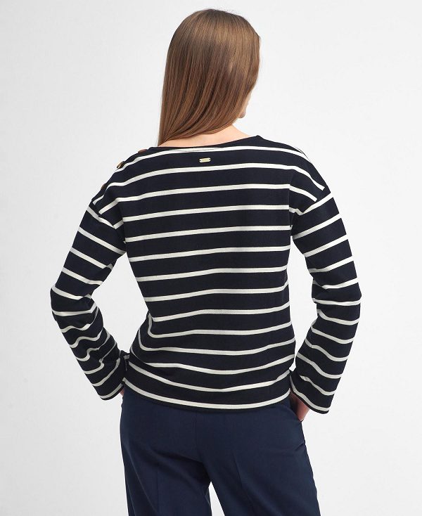 Barbour Caroline Striped Sweatshirt Sort Striber | BABO89814