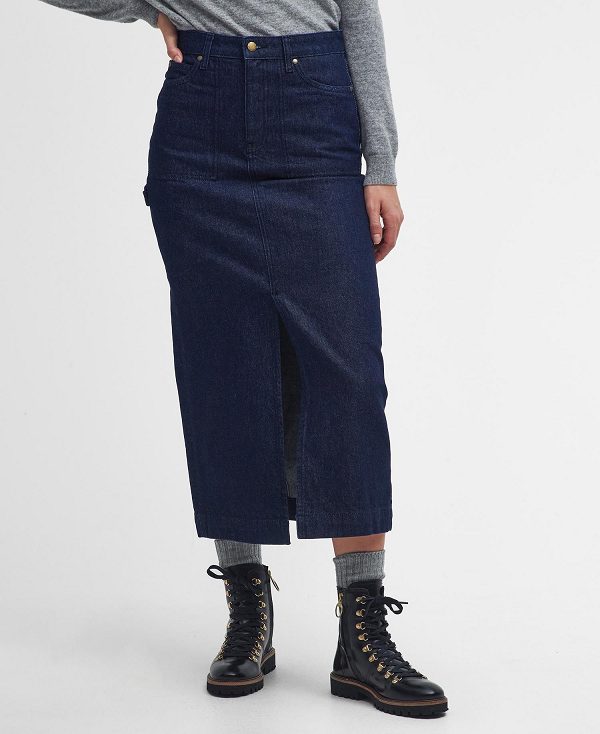 Barbour Cassie Denim Cargo Skirt Mørkeindigo Lyseblå | BABO89648