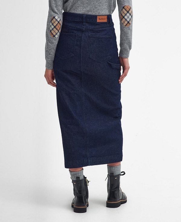 Barbour Cassie Denim Cargo Skirt Mørkeindigo Lyseblå | BABO89648