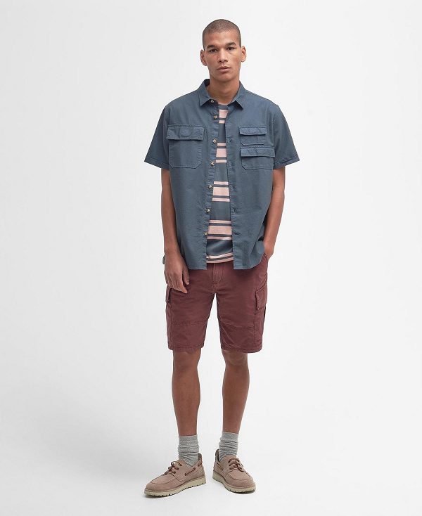 Barbour Catterick Short-sleeved Oxford Shirt Blå | BABO87777