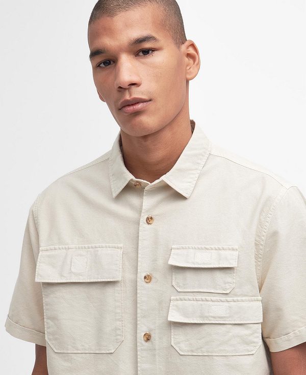 Barbour Catterick Short-sleeved Oxford Shirt Beige | BABO87784