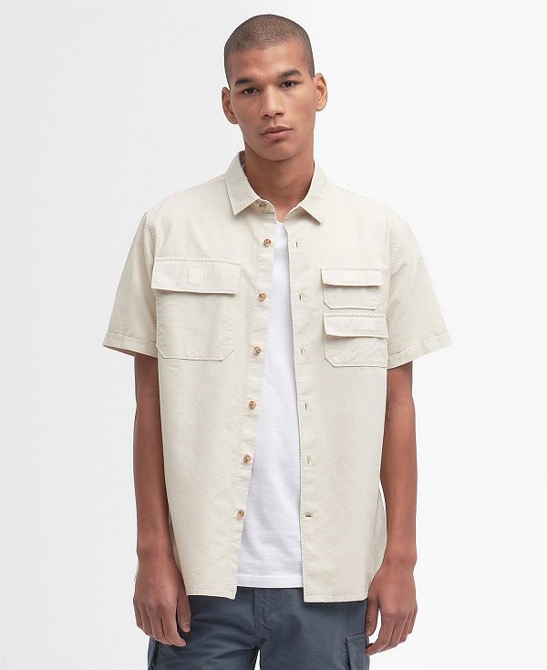 Barbour Catterick Short-sleeved Oxford Shirt Beige | BABO87784