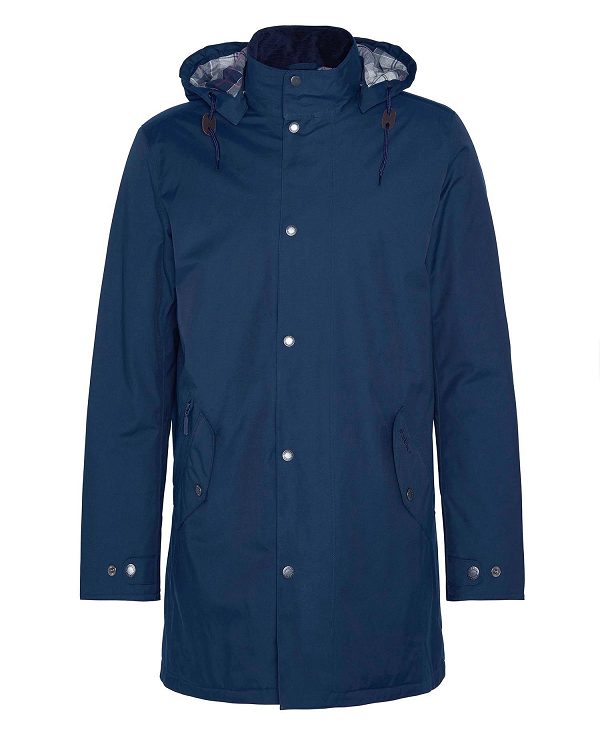 Barbour Chelsea Waterproof Mac Mørkeblå Blå Grå | BABO87424