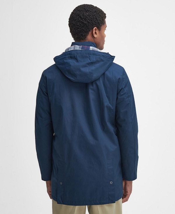 Barbour Chelsea Waterproof Mac Mørkeblå Blå Grå | BABO87424