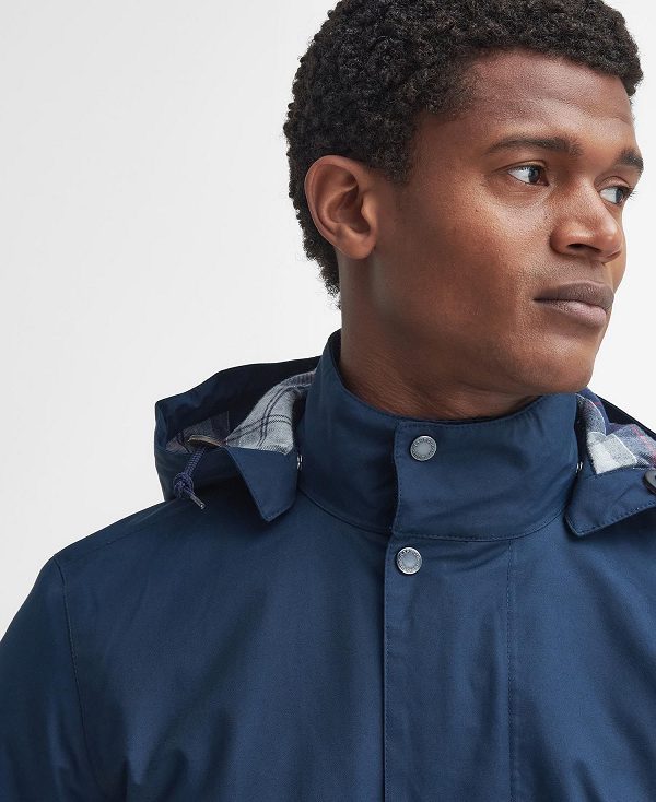 Barbour Chelsea Waterproof Mac Mørkeblå Blå Grå | BABO87424