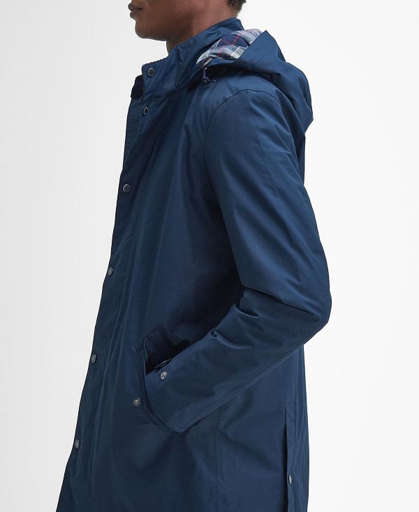 Barbour Chelsea Waterproof Mac Mørkeblå Blå Grå | BABO87424