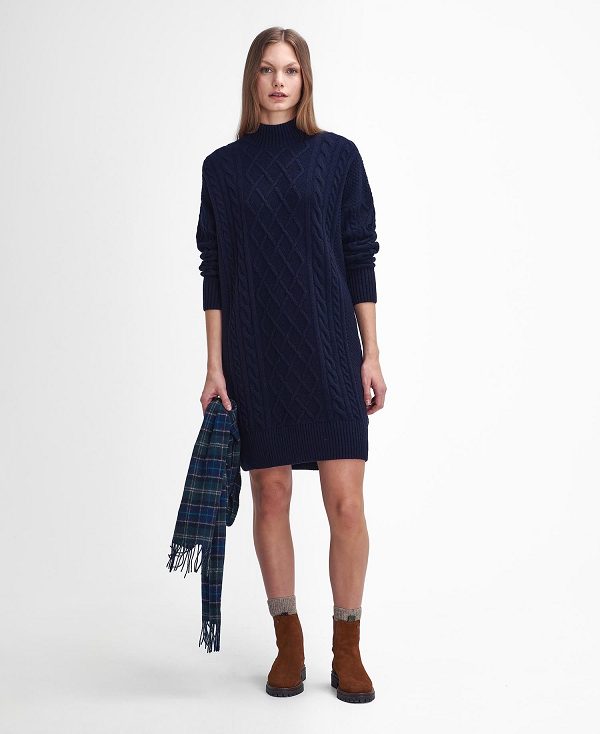 Barbour Clarence Knitted Dress Mørkeblå | BABO89644