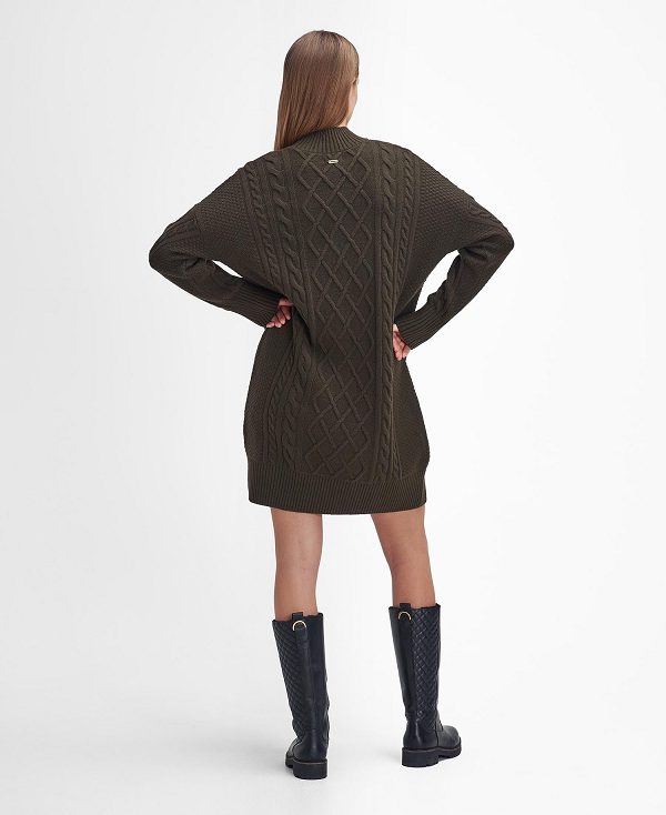 Barbour Clarence Knitted Dress Olivengrøn | BABO89640