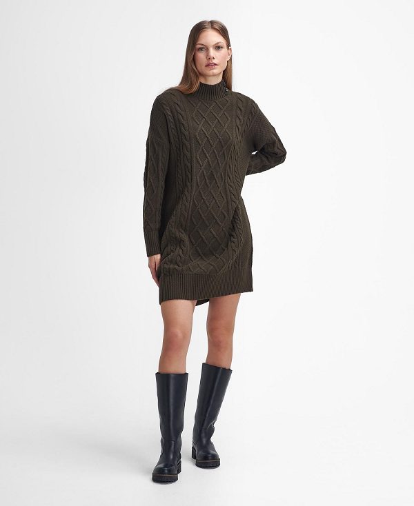 Barbour Clarence Knitted Dress Olivengrøn | BABO89640