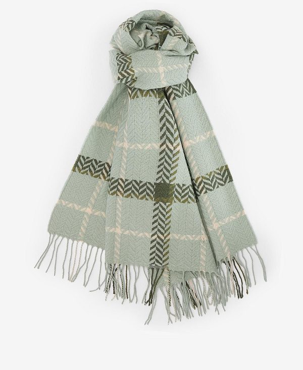 Barbour Claudette Herringbone Scarf Mintgrønne | BABO90078