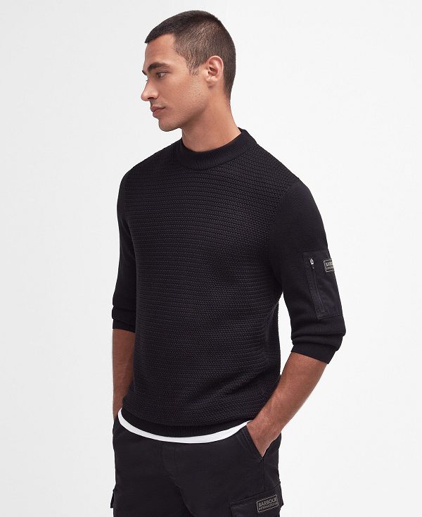 Barbour Clayton Crew-neck Jumper Sort | BABO88604