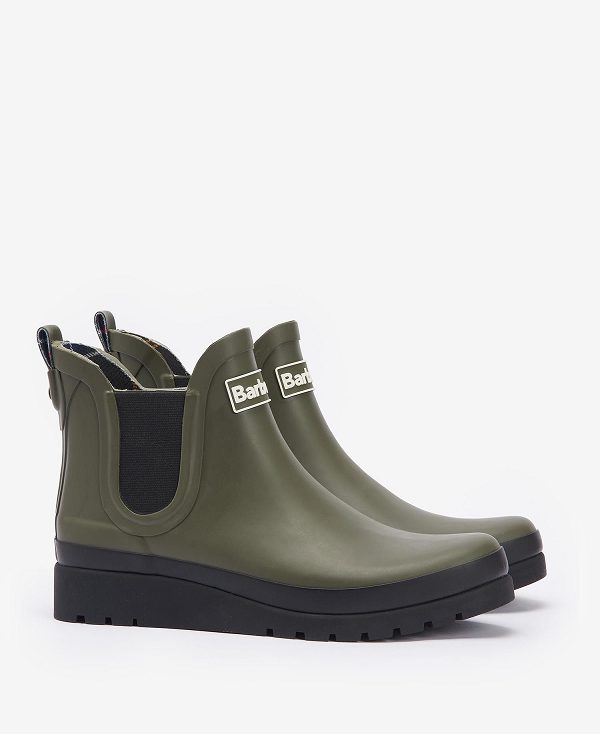 Barbour Clifton Wedge Ankle Wellingtons Olivengrøn Sort | BABO89939