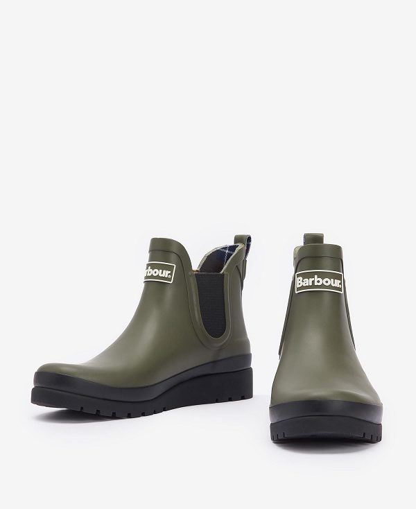 Barbour Clifton Wedge Ankle Wellingtons Olivengrøn Sort | BABO89939