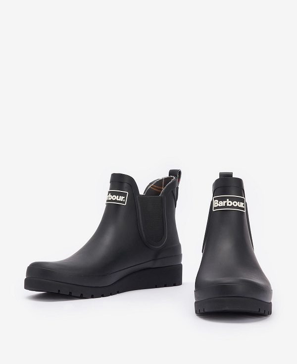 Barbour Clifton Wedge Ankle Wellingtons Sort | BABO89941