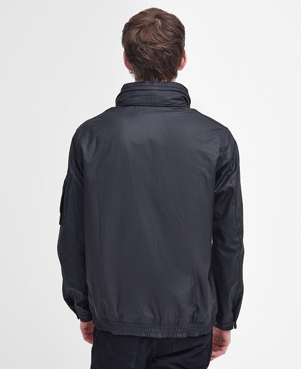 Barbour Colstone Waxed Bomber Jacket Sort | BABO87194