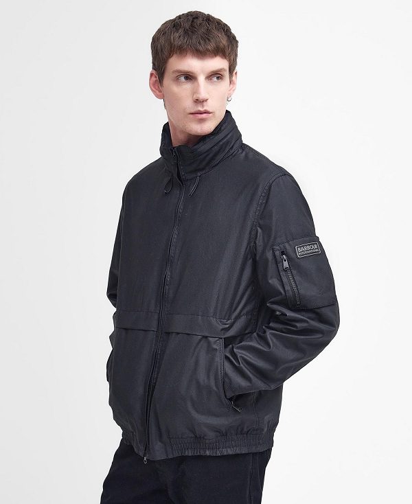 Barbour Colstone Waxed Bomber Jacket Sort | BABO87194