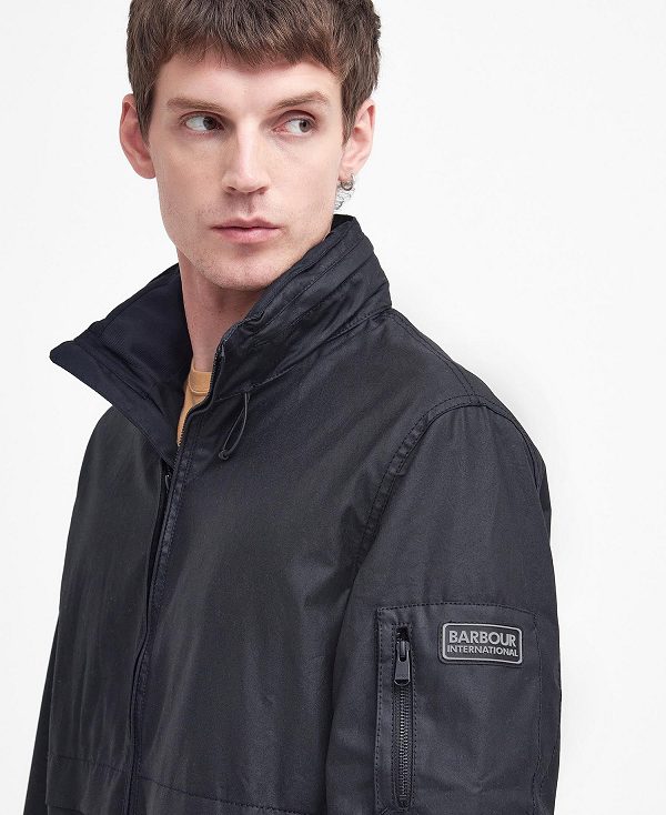 Barbour Colstone Waxed Bomber Jacket Sort | BABO87194