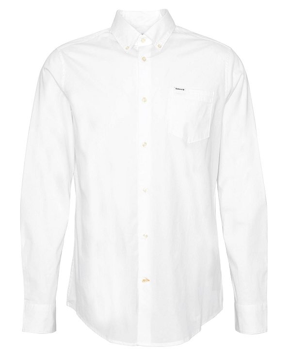 Barbour Comfort Stretch Long-sleeved Shirt Hvide | BABO87691