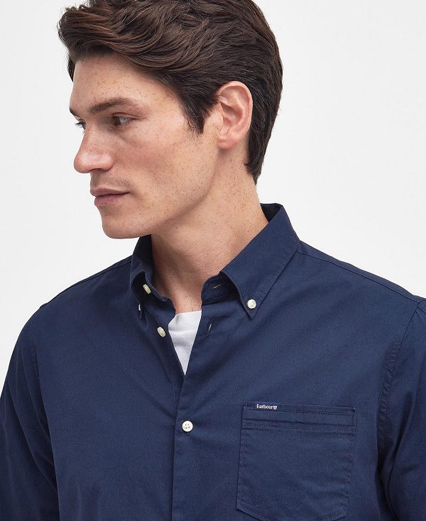 Barbour Comfort Stretch Long-sleeved Shirt Mørkeblå | BABO87756