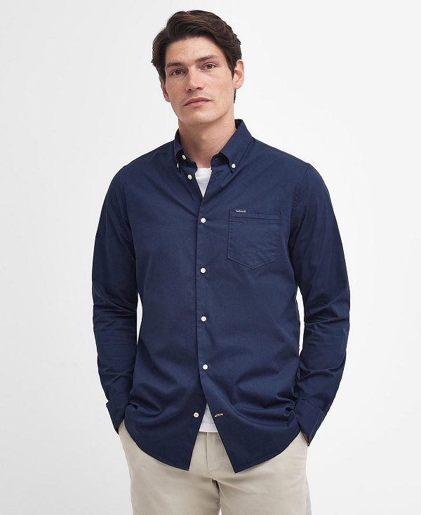 Barbour Comfort Stretch Long-sleeved Shirt Mørkeblå | BABO87756