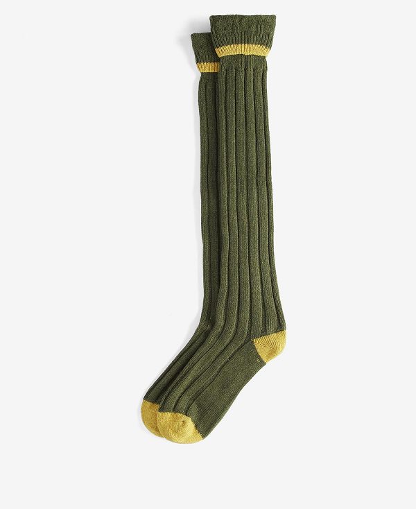 Barbour Contrast Gun Stockings Olivengrøn Guld | BABO89127