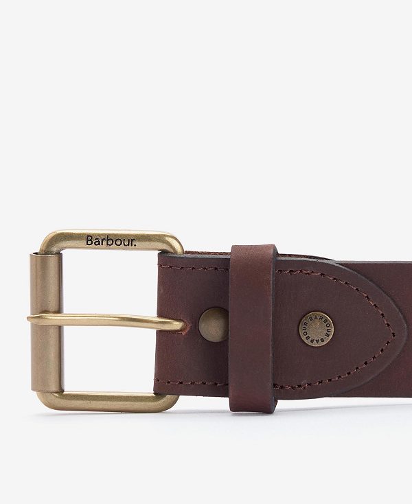 Barbour Contrast Leather Belt Brune | BABO88949