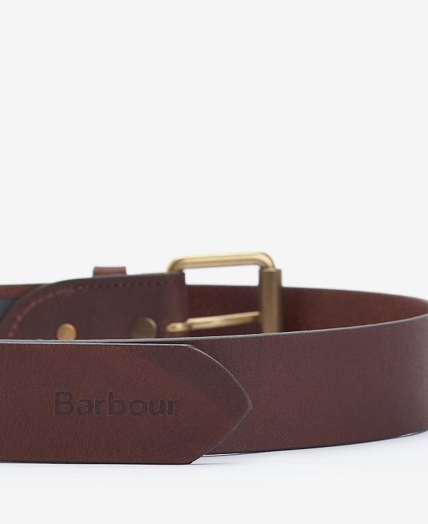 Barbour Contrast Leather Belt Brune | BABO88949