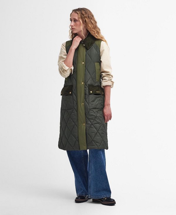 Barbour Cookston Longline Gilet Olivengrøn | BABO89470