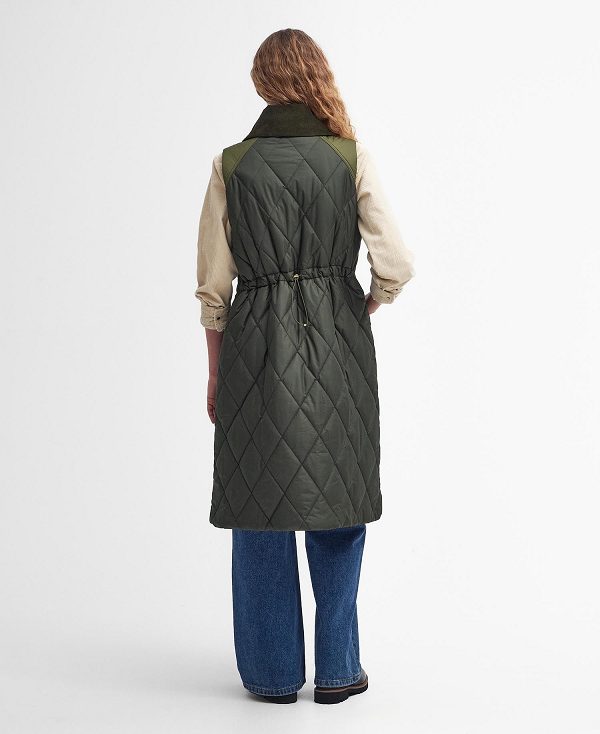 Barbour Cookston Longline Gilet Olivengrøn | BABO89470