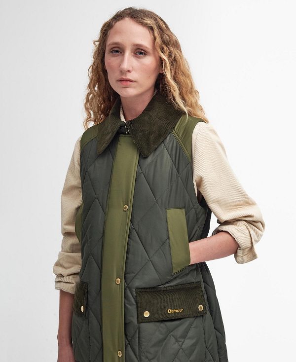 Barbour Cookston Longline Gilet Olivengrøn | BABO89470