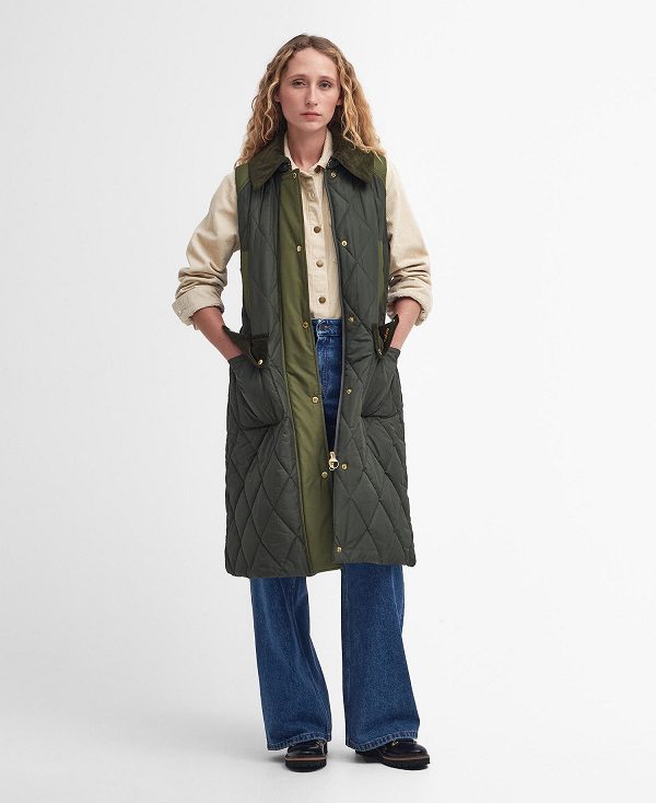 Barbour Cookston Longline Gilet Olivengrøn | BABO89470