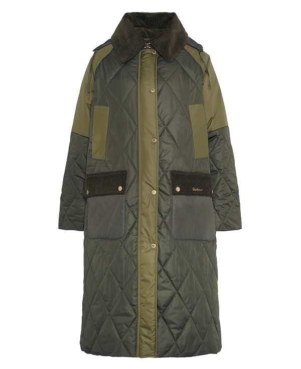 Barbour Cookston Longline Quilted Jacket Olivengrøn | BABO89359