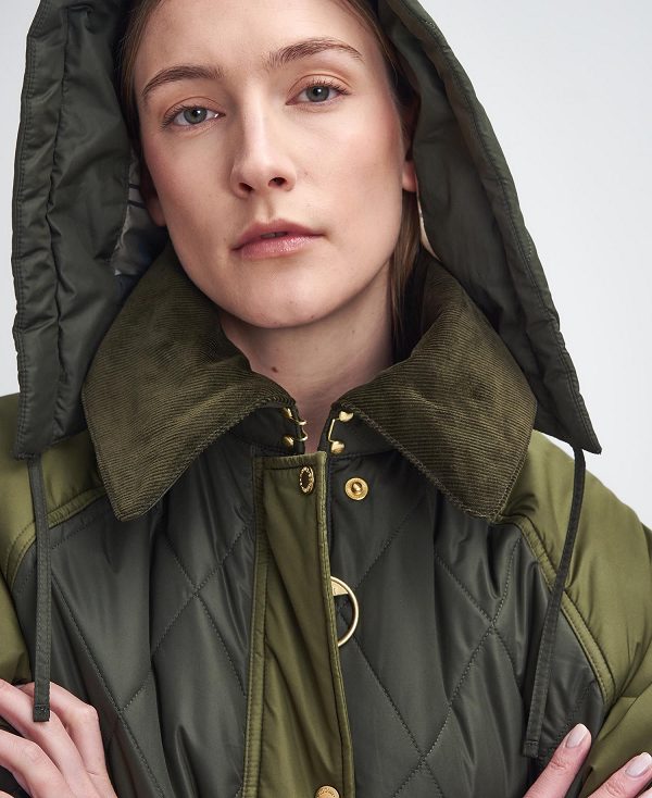 Barbour Cookston Longline Quilted Jacket Olivengrøn | BABO89359