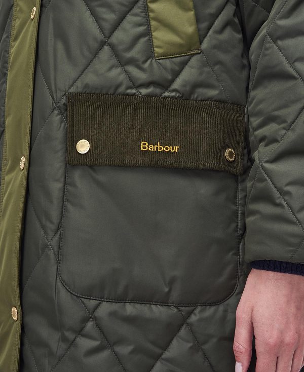 Barbour Cookston Longline Quilted Jacket Olivengrøn | BABO89359