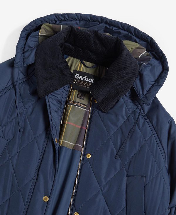 Barbour Cookston Longline Quilted Jacket Mørkeblå | BABO89360