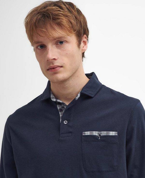 Barbour Corpatch Long-sleeved Polo Shirt Mørkeblå | BABO88245