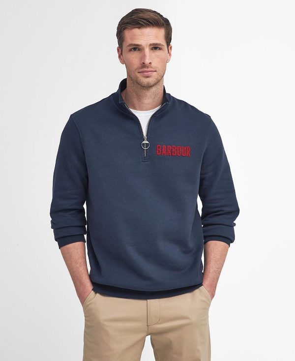 Barbour Cotes Half-zip Sweatshirt Mørkeblå | BABO88495