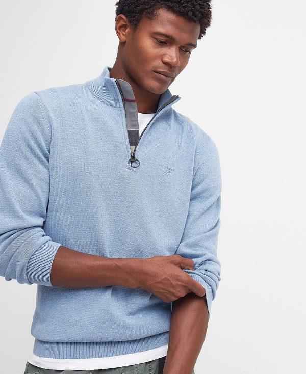 Barbour Cotton Half Zip Jumper Blå | BABO88606