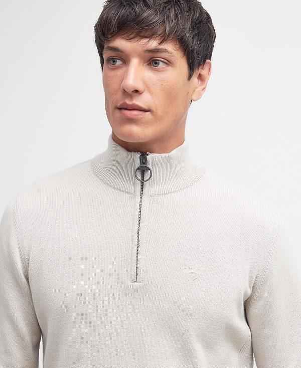 Barbour Cotton Half Zip Jumper Hvide | BABO88607